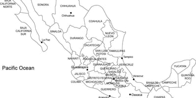 மெக்ஸிக்கோ printable வரைபடம்