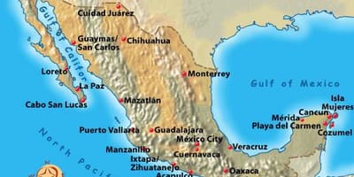 மெக்ஸிக்கோ விடுமுறைக்கு இடங்களுக்கு வரைபடம்