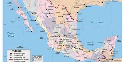 மெக்ஸிக்கோ வரைபடம் முக்கிய நகரங்களில்