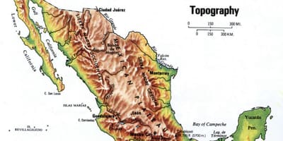 மெக்ஸிக்கோ topographic வரைபடம்